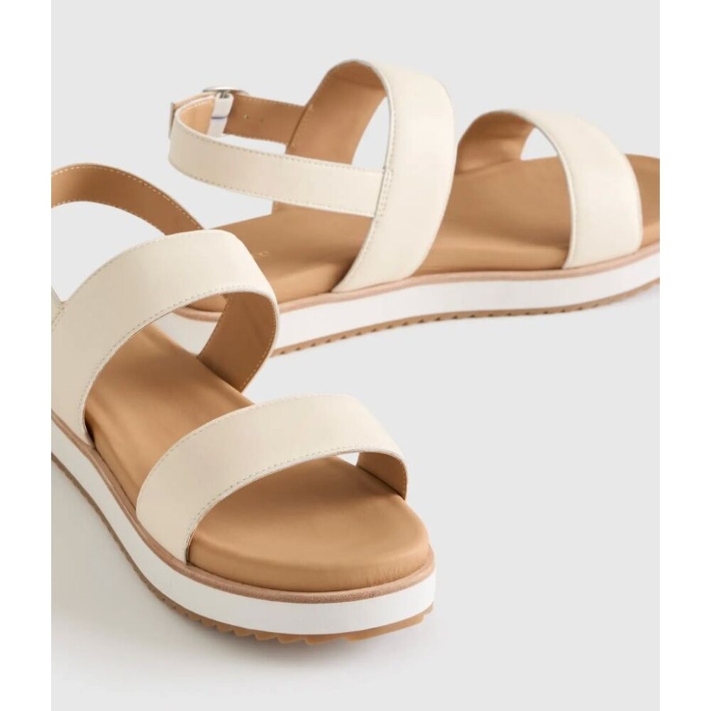 Quince 7 Italian Leather Platform Sandal Bone Ivory Non Slip Sole Womens NIB